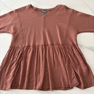 ARULA Dusty Rose Peplum Top